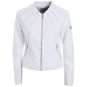 Yes Zee Moto Jacket White PU Leather Women White Jackets & Coats